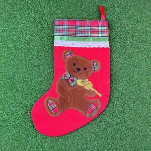 Vintage 1984 Dakin Beary Christmas Stocking Suede Teddy Bear